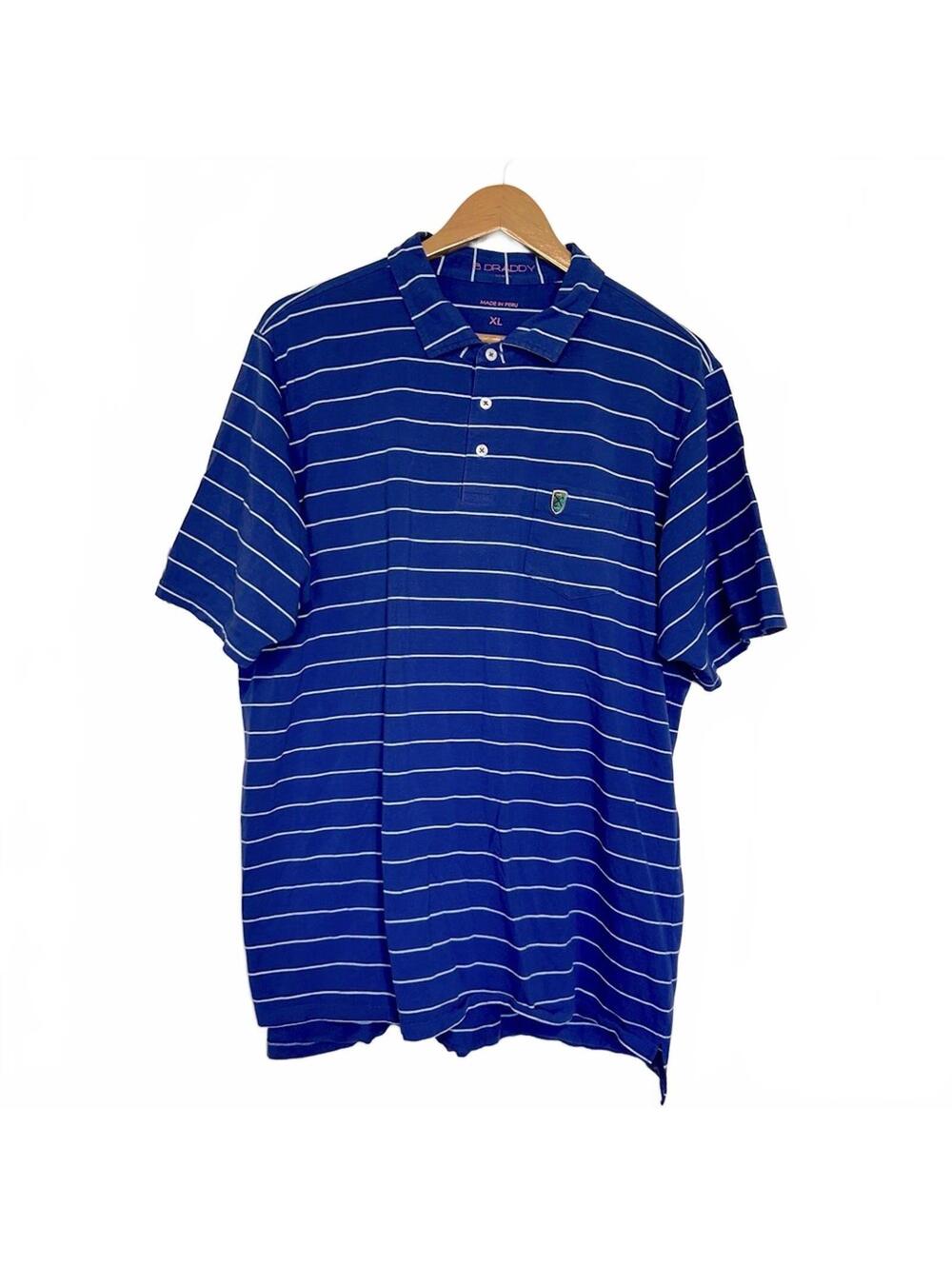 B. Draddy Men’s Golf Polo Royal Blue with Light Blue & White Stripes | Size XL